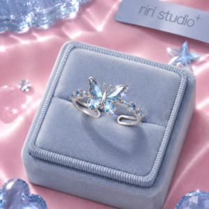 HOME Blue Butterfly Crystal Ring