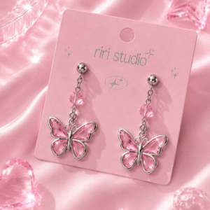 Pink Butterfly Drop Earrings