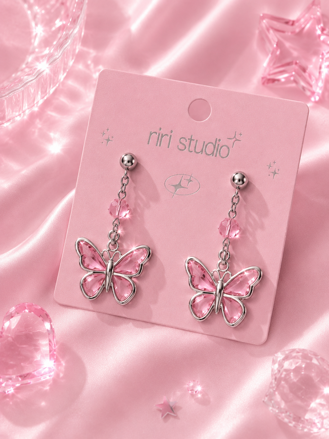 file_000000008ee87209b3bab5ec289b821d Pink Butterfly Drop Earrings